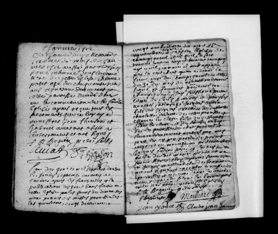 Loisy-en-Brie. Baptêmes, mariages, sépultures et tables de baptêmes, mariages, sépultures 1712-1713