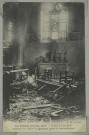 MERFY. La Grande Guerre 1914. Dans la Marne. Intérieur de l'église de Montceau après le bombardement.