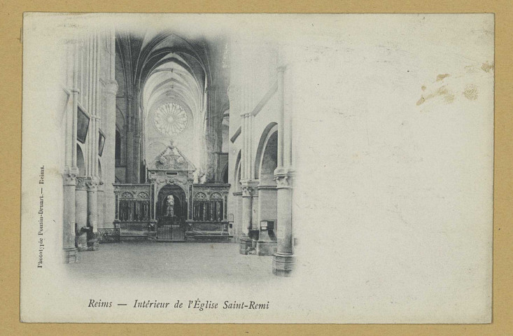 REIMS. Intérieur de l'Église Saint-Remi.
(51 - ReimsPhototypie Ponsin-Druart).Sans date