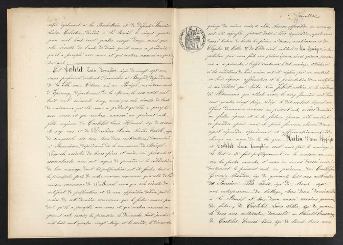 Ville-sous-Orbais (La). Mariages 1893-1929