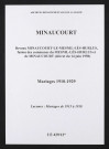 Minaucourt. Mariages 1910-1929