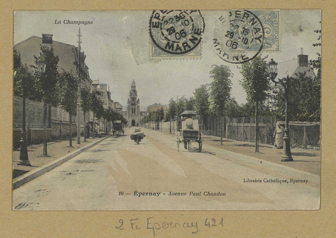 ÉPERNAY. La Champagne-Épernay-10-Avenue Paul Chandon.
EpernayLib. Catholique.[vers 1906]