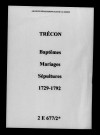 Trécon. Baptêmes, mariages, sépultures 1729-1792