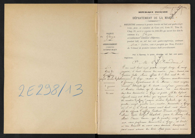 Gaye. Décès 1893-1929