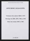 Jonchery-sur-Suippe. Naissances de 1868 et 1872, mariages de 1889, 1899, 1900 et 1905, décès de 1894 et 1906