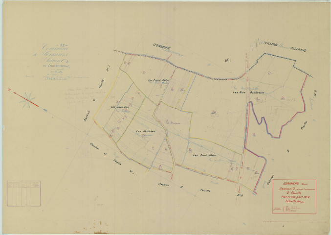Sermiers (51532). Section C2 échelle 1/1250, plan mis à jour pour 1940, plan non régulier (papier).