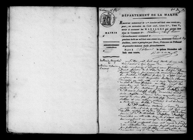 Châlons-sur-Marne. Mariages 1831