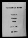Vanault-les-Dames. Naissances, mariages, décès an XI-1812