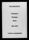 Villeseneux. Naissances, mariages, décès 1861-1872