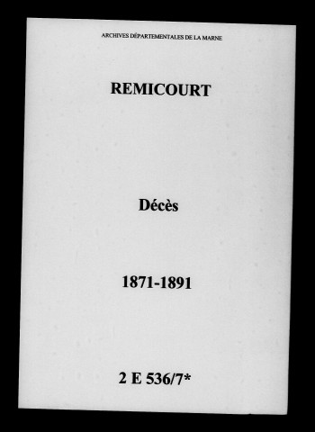 Remicourt. Décès 1871-1891