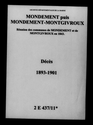 Mondement-Montgivroux. Décès 1893-1901