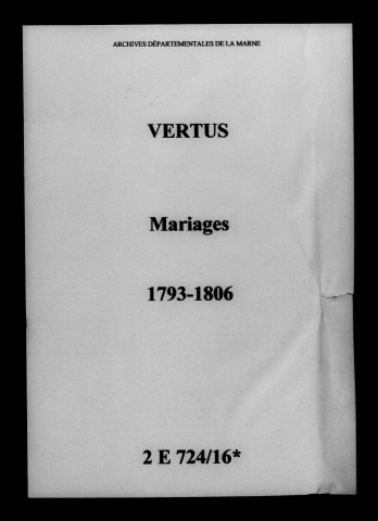 Vertus. Mariages 1793-1806