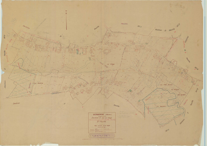 Germinon (51268). Section E échelle 1/1250, plan mis à jour pour 1938, plan non régulier (papier)