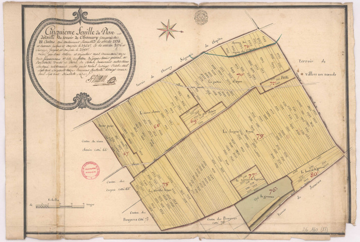 Plan détaillé du village et terroir de Chamery : 5ème feuille (1776), Pierre Villain