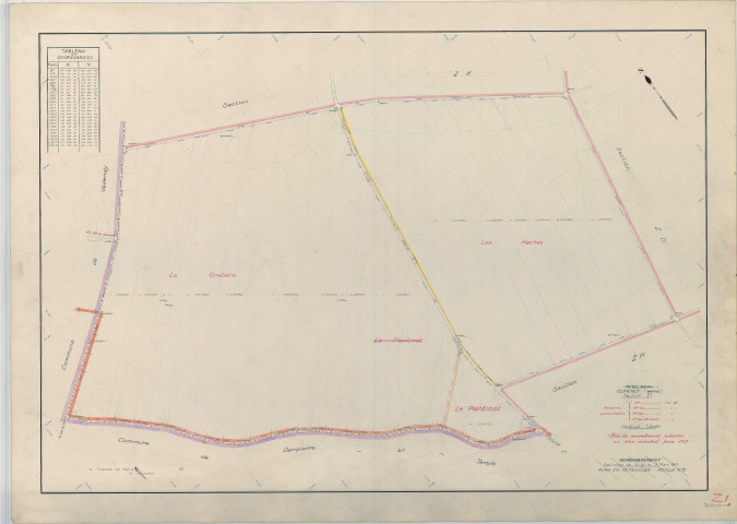 Cuperly (51203). Section ZI échelle 1/2000, plan remembré pour 1957, plan régulier (papier armé)
