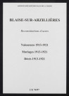 Blaise-sous-Arzillières. Naissances, mariages, décès 1913-1921 (reconstitutions)