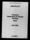 Brouillet. Naissances, publications de mariage, mariages, décès 1823-1832