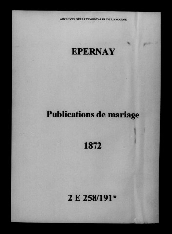 Épernay. Publications de mariage 1872