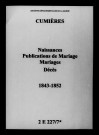 Cumières. Naissances, publications de mariage, mariages, décès 1843-1852
