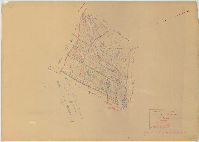 Cernon (51106). Section E2 échelle 1/2500, plan mis à jour pour 1937, plan non régulier (papier)