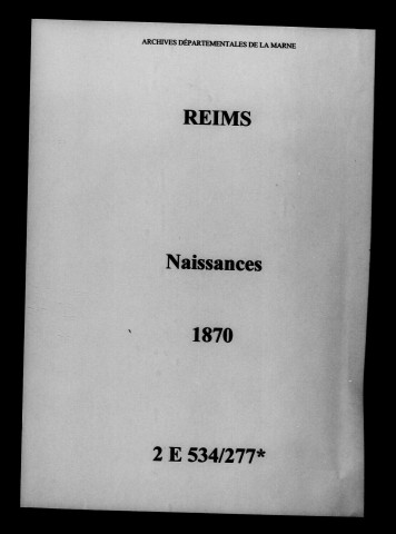 Reims. Naissances 1870