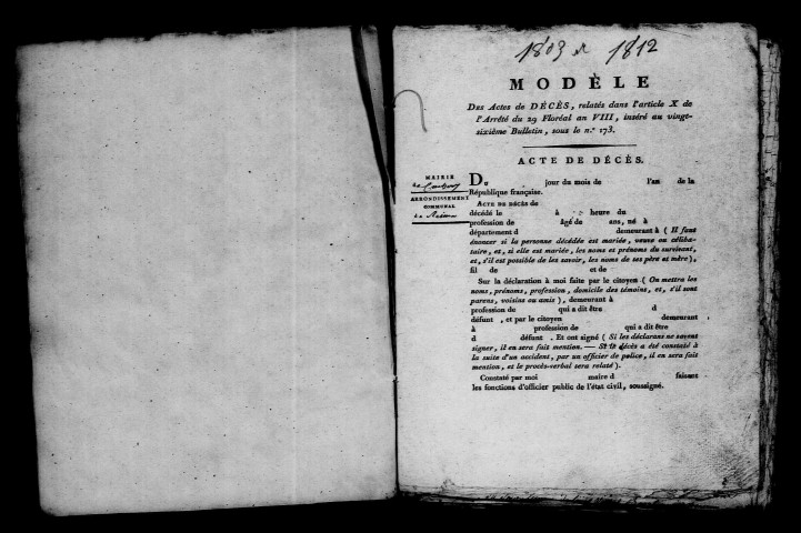 Cuchery. Décès an XI-1812