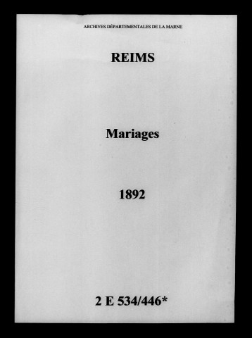 Reims. Mariages 1892