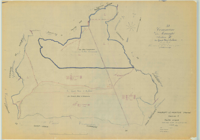 Maurupt-le-Montois (51358). Section E1 échelle 1/5000, plan mis à jour pour 1966, plan non régulier (papier)