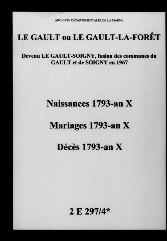 Gault (Le). Naissances, mariages, décès 1793-an X