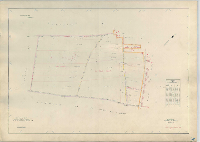 Cheppes-la-Prairie (51148). Section ZK échelle 1/2000, plan remembré pour 1964, plan régulier (papier armé)