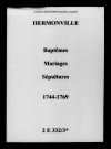Hermonville. Baptêmes, mariages, sépultures 1744-1769
