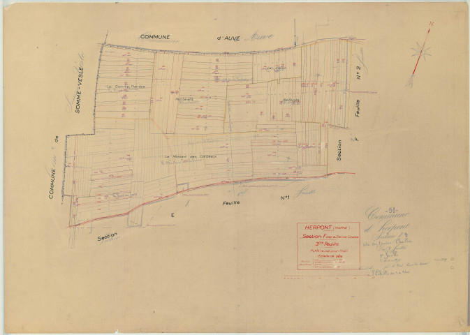 Herpont (51292). Section F3 échelle 1/2500, plan mis à jour pour 1940, plan non régulier (papier)