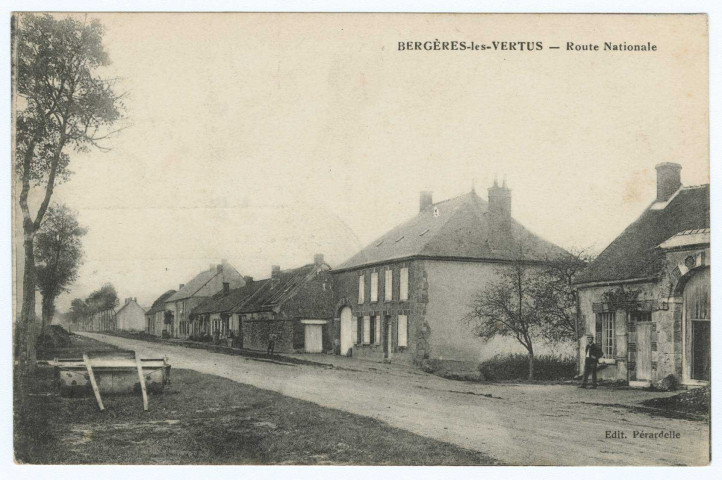 BERGÈRES-LÈS-VERTUS. - Route Nationale.
Édition Pérardelle.1916