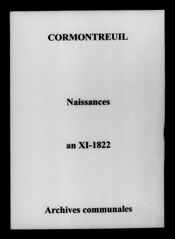 Cormontreuil. Naissances an XI-1822