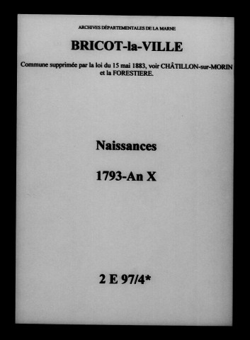 Bricot-la-Ville. Naissances 1793-an X