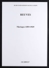 Reuves. Mariages 1893-1929