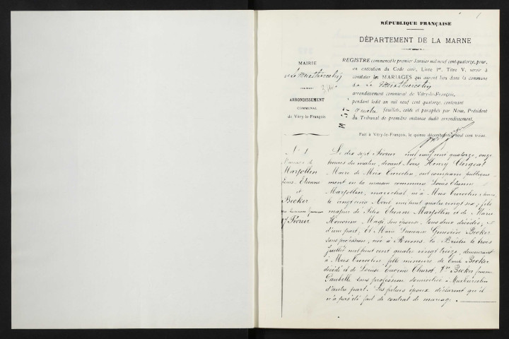 Meix-Tiercelin (Le). Naissances, mariages, décès 1914-1922 (reconstitutions)