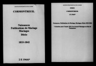 Cormontreuil. Naissances, publications de mariage, mariages, décès 1833-1842