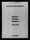 Villers-Franqueux. Baptêmes, mariages, sépultures 1750-1792