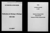 Mesnil-sur-Oger (Le). Publications de mariage, mariages 1843-1862