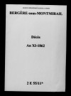 Bergères-sous-Montmirail. Décès an XI-1862