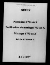 Gueux. Naissances, publications de mariage, mariages, décès 1793-an X