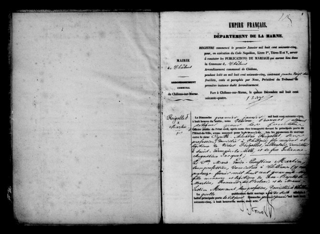 Châlons-sur-Marne. Publications de mariage 1865