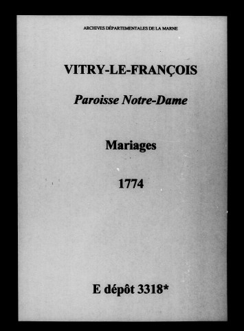 Vitry-le-François. Notre-Dame. Mariages 1774