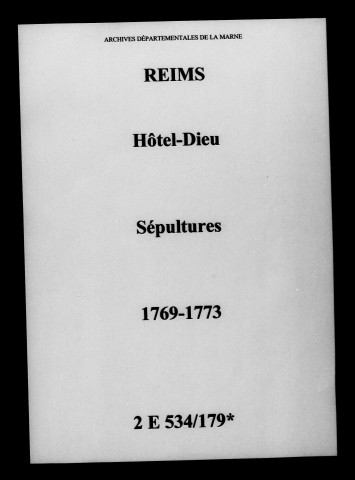 Reims. Hôtel-Dieu. Sépultures 1769-1773
