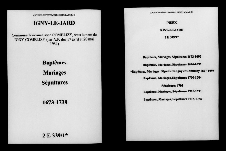 Igny-le-Jard. Baptêmes, mariages, sépultures 1673-1738