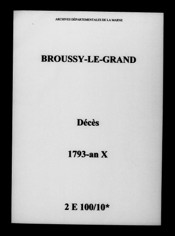 Broussy-le-Grand. Décès 1793-an X