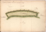 Cayet des plans et figures des prés de l'hotel Dieu de Sainte Manéhould, 1761. Plan n° 16 : l'Hopital ou le Hardron.