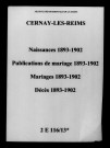Cernay-lès-Reims. Naissances, publications de mariage, mariages, décès 1893-1902