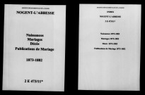 Nogent-l'Abbesse. Naissances, mariages, décès, publications de mariage 1873-1882